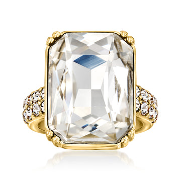 14kt Yellow Gold-Plated Ring with Simulated White Gemstone and .81 ct. t.w. CZs