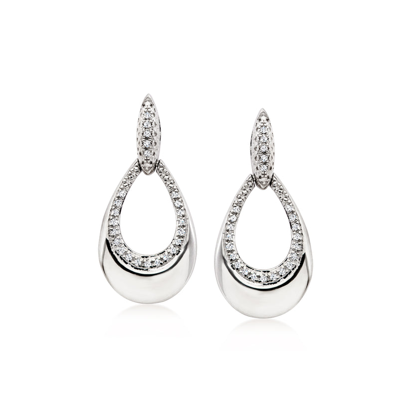 Sterling silver diamond teardrop drop earrings