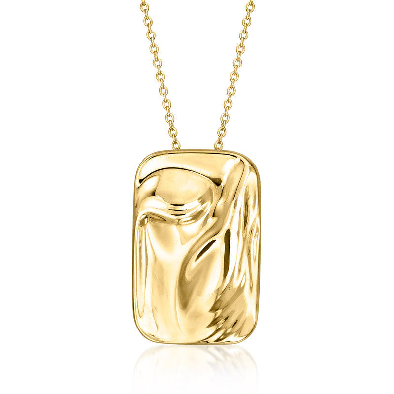 Vintage 18k yellow gold Elsa Peretti pendant necklace with sculpted rectangular drop