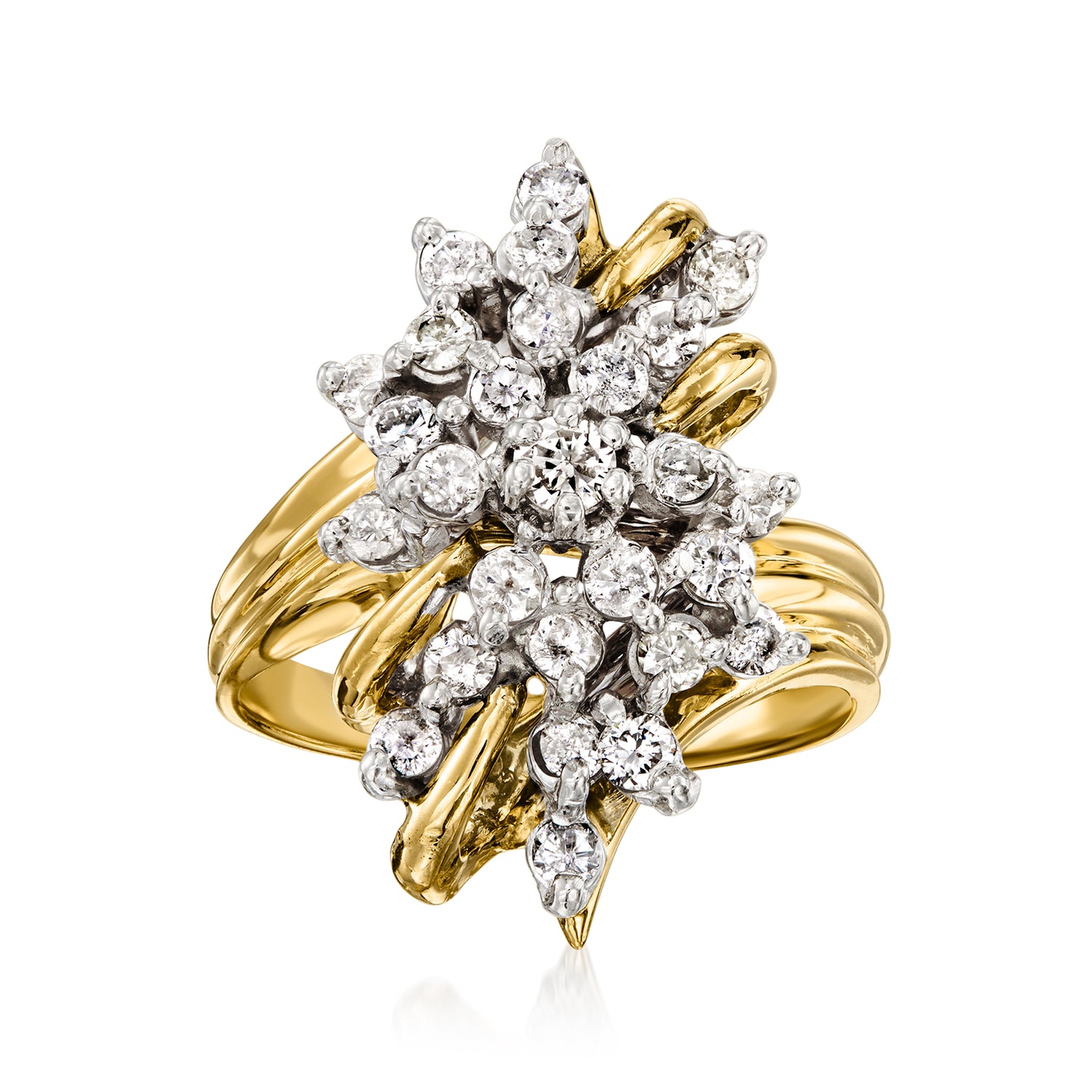 C. 1980 Vintage 1.00 ct. t.w. Diamond Cluster Ring in 14kt Yellow Gold