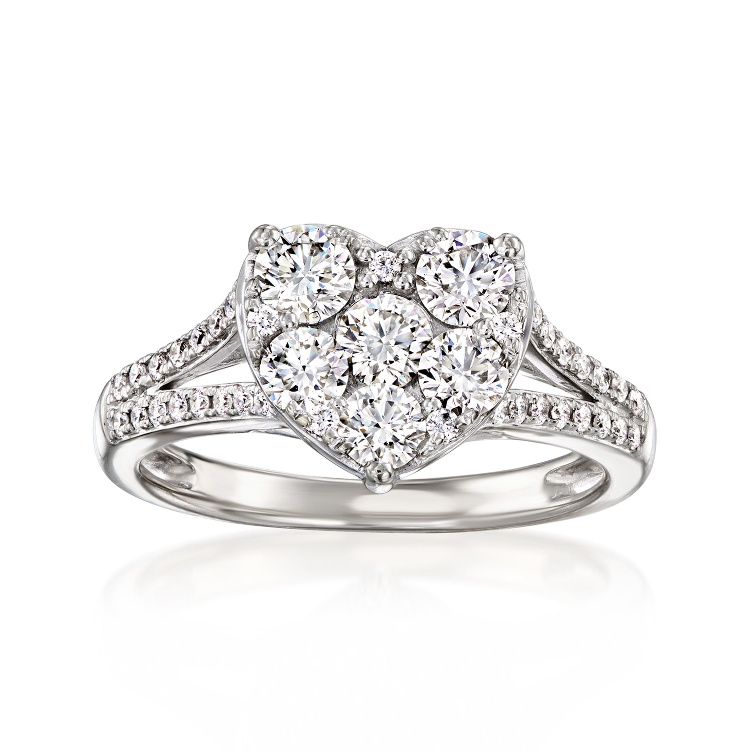 C. 1990 Vintage 1.25 ct. t.w. Diamond Heart Ring in 14kt White Gold
