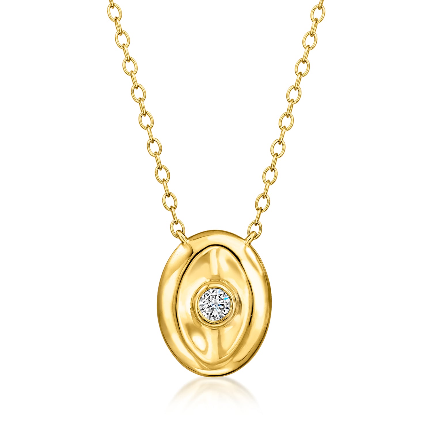 .10 Carat Lab Grown Diamond Organic Oval Necklace in 18kt Gold Over Sterling