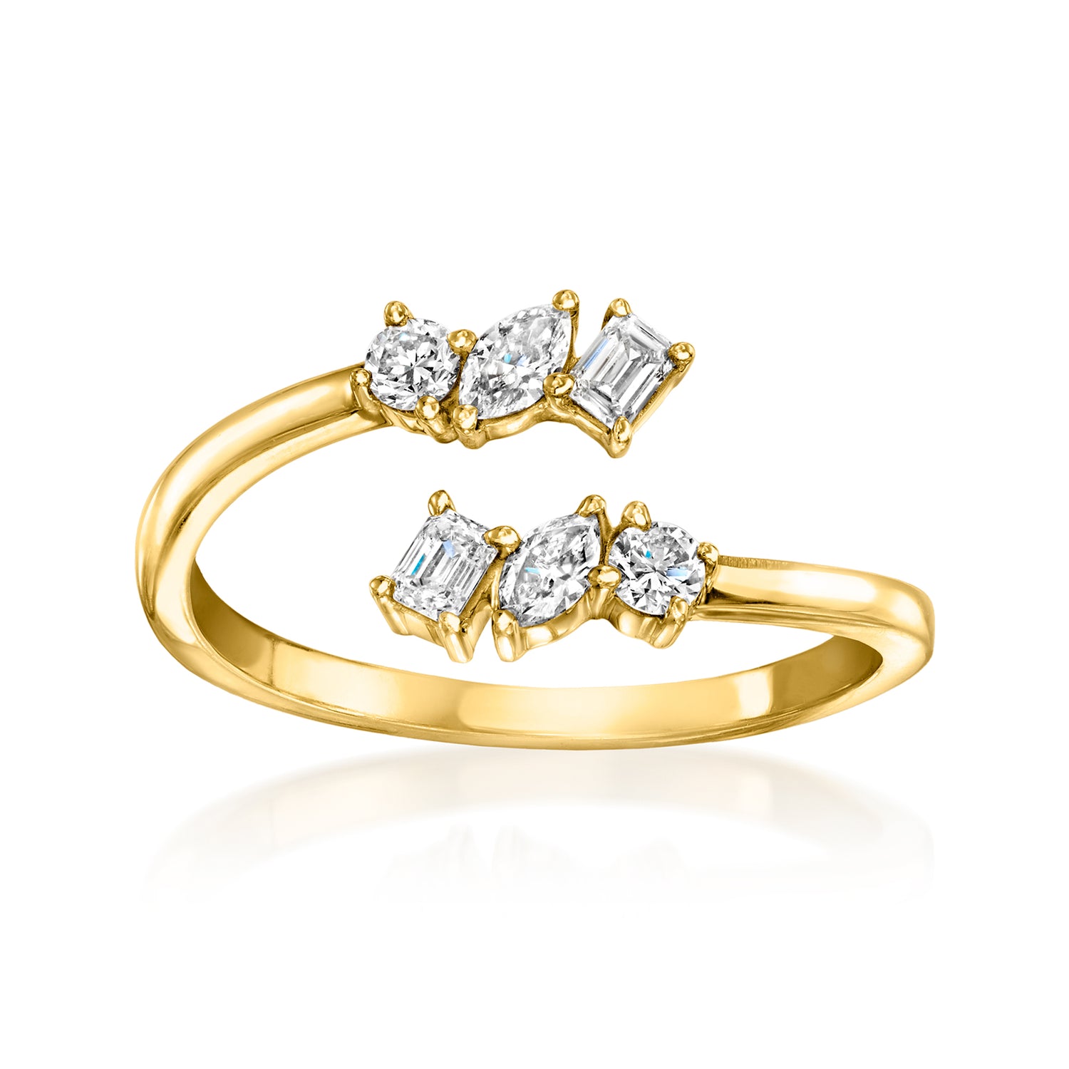 .33 ct. t.w. Multi-Shaped Lab Grown Diamond Bypass Ring in 18kt Gold Over Sterling