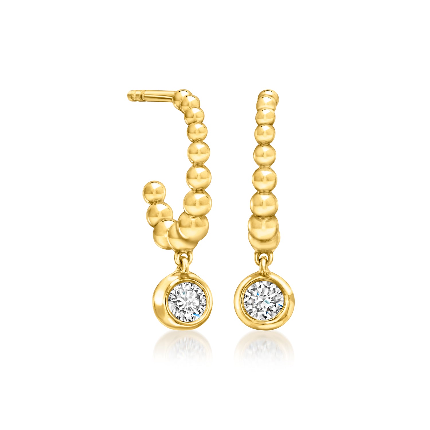 .25 ct. t.w. Lab Grown Diamond Bubbly C-Hoop Earrings in 18kt Gold Over Sterling