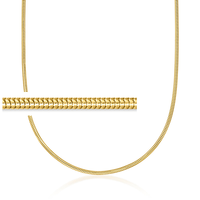 Gold snake-chain necklace, coiled link close-up