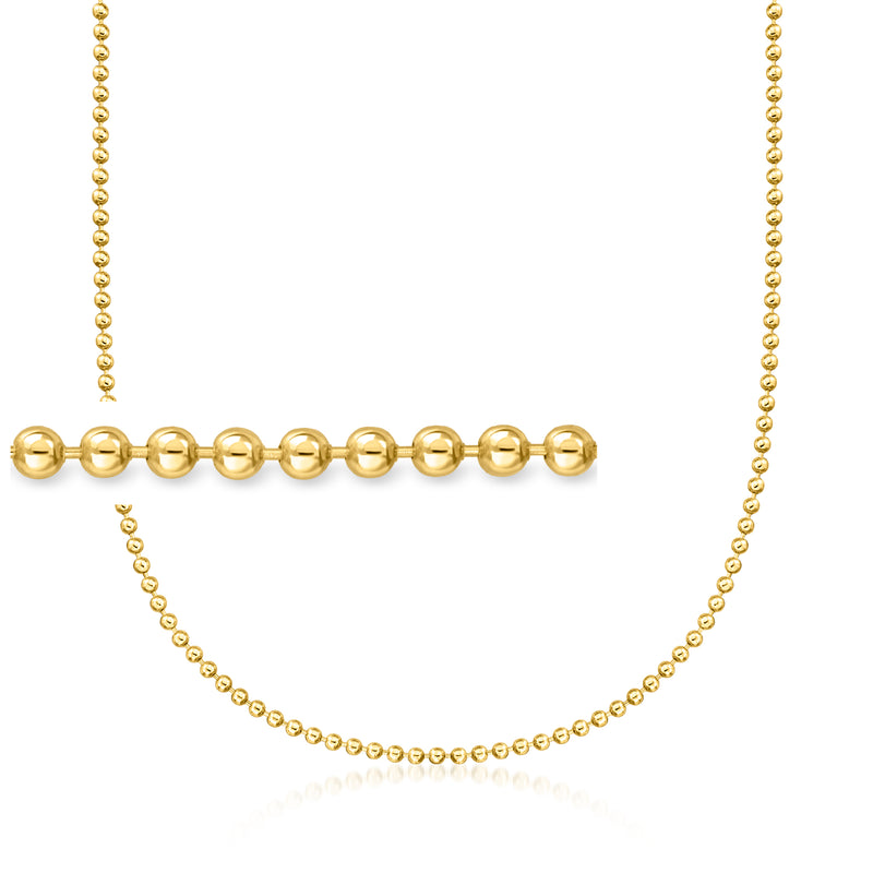 18kt gold-over-sterling bead-chain necklace with round links, flat lay