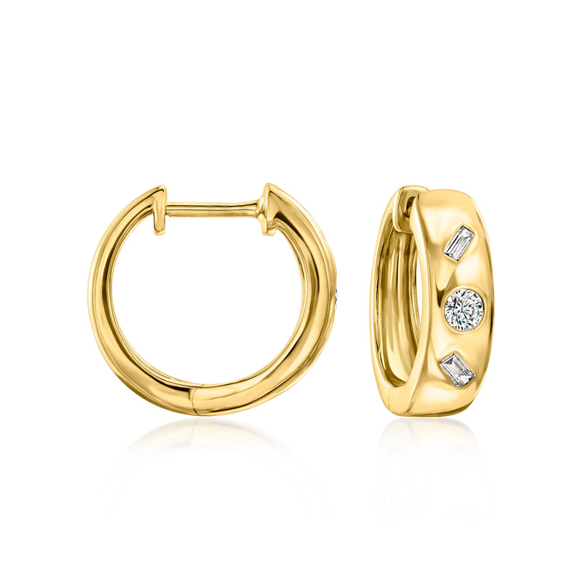 Gold over sterling hoop earrings with multi-shaped lab-grown diamonds