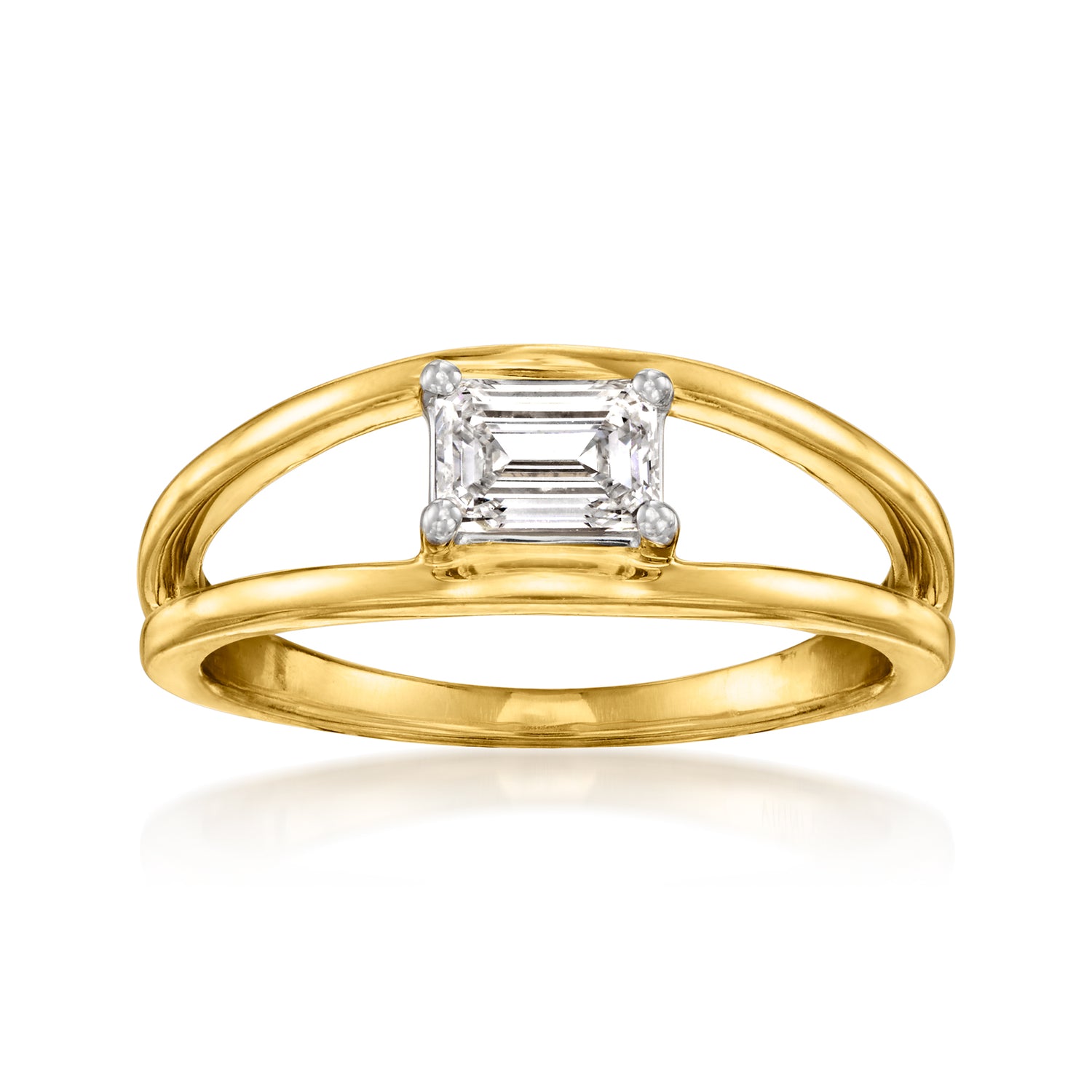 .50 Carat Lab Grown Diamond Split Ring in 18kt Gold Over Sterling