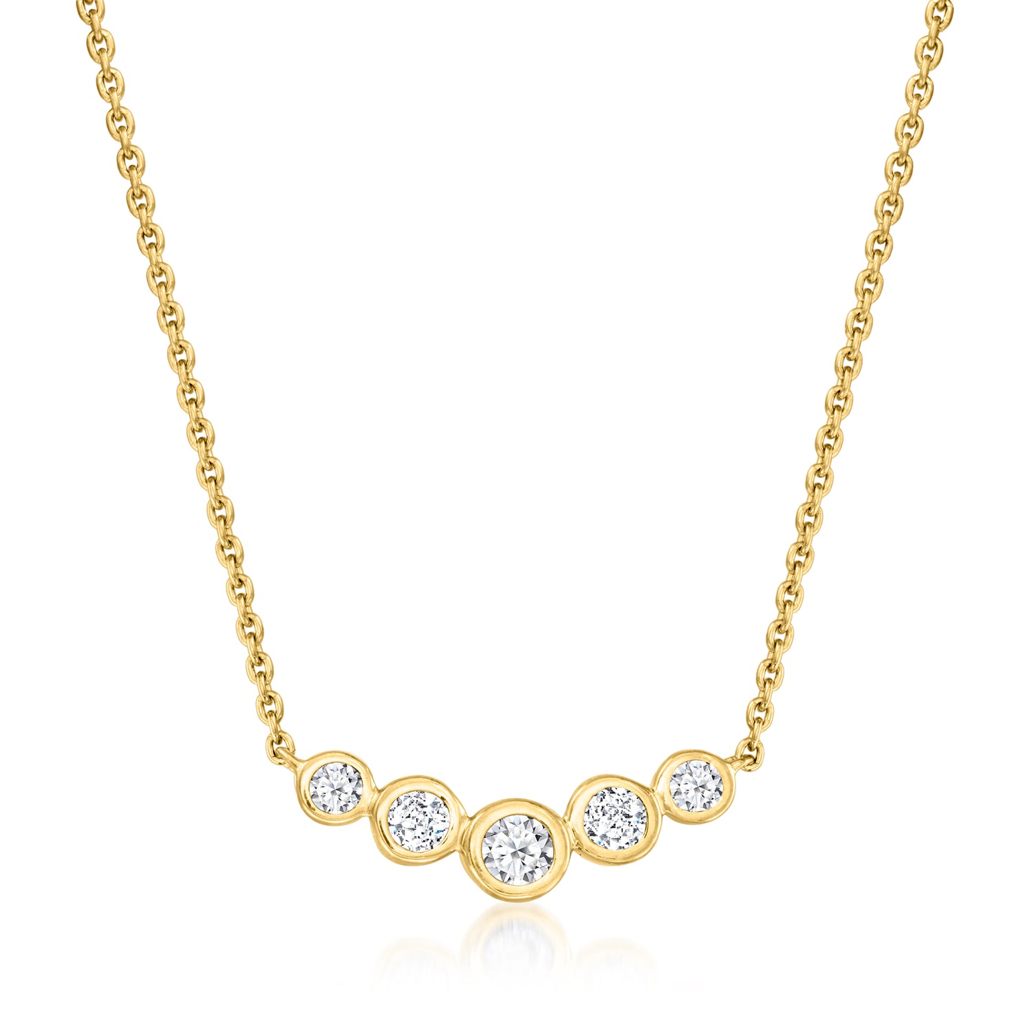 .25 ct. t.w. Bezel-Set Lab Grown Diamond Bar Necklace in 18kt Gold Over Sterling