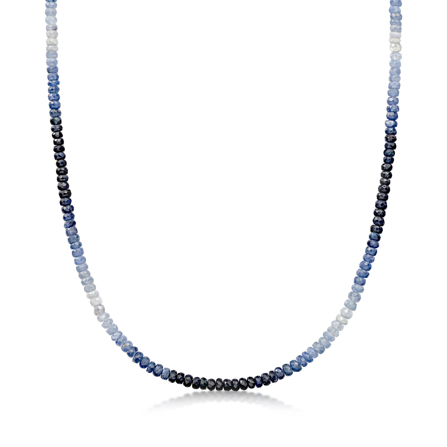 92.75 ct. t.w. White and Tonal Blue Sapphire Bead Necklace with 14kt Yellow Gold Magnetic Clasp