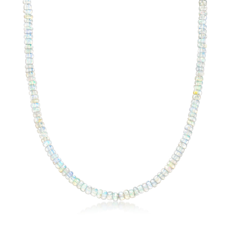 Opal bead necklace with iridescent 4–4.5 mm beads
