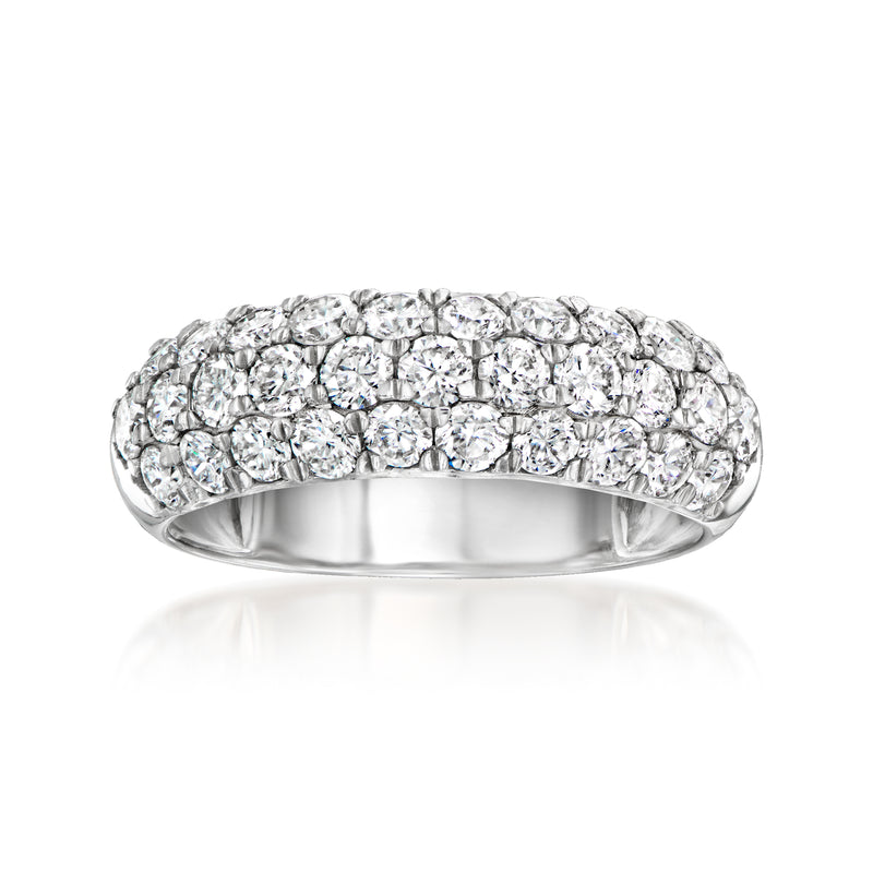 Sterling silver lab-grown diamond ring with pave-set round stones