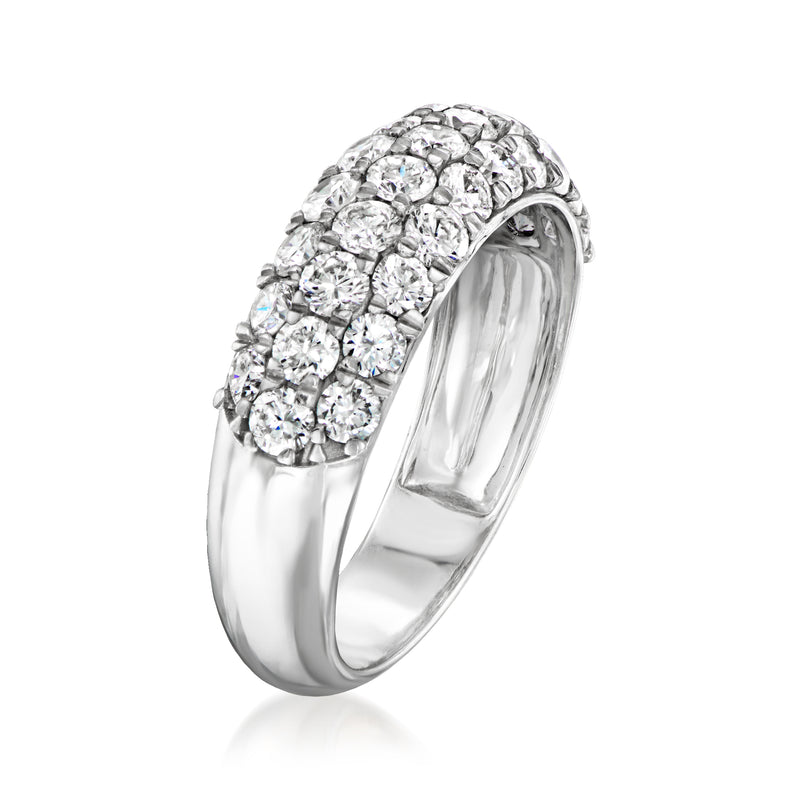 Sterling silver ring with 1.50 ct. t.w. lab-grown diamond pavé