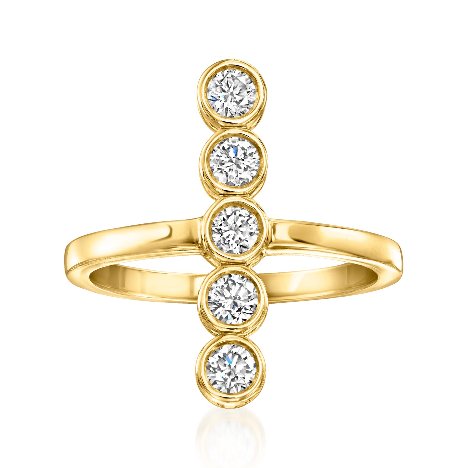.50 ct. t.w. Bezel-Set Lab Grown Diamond Vertical Ring in 18kt Gold Over Sterling