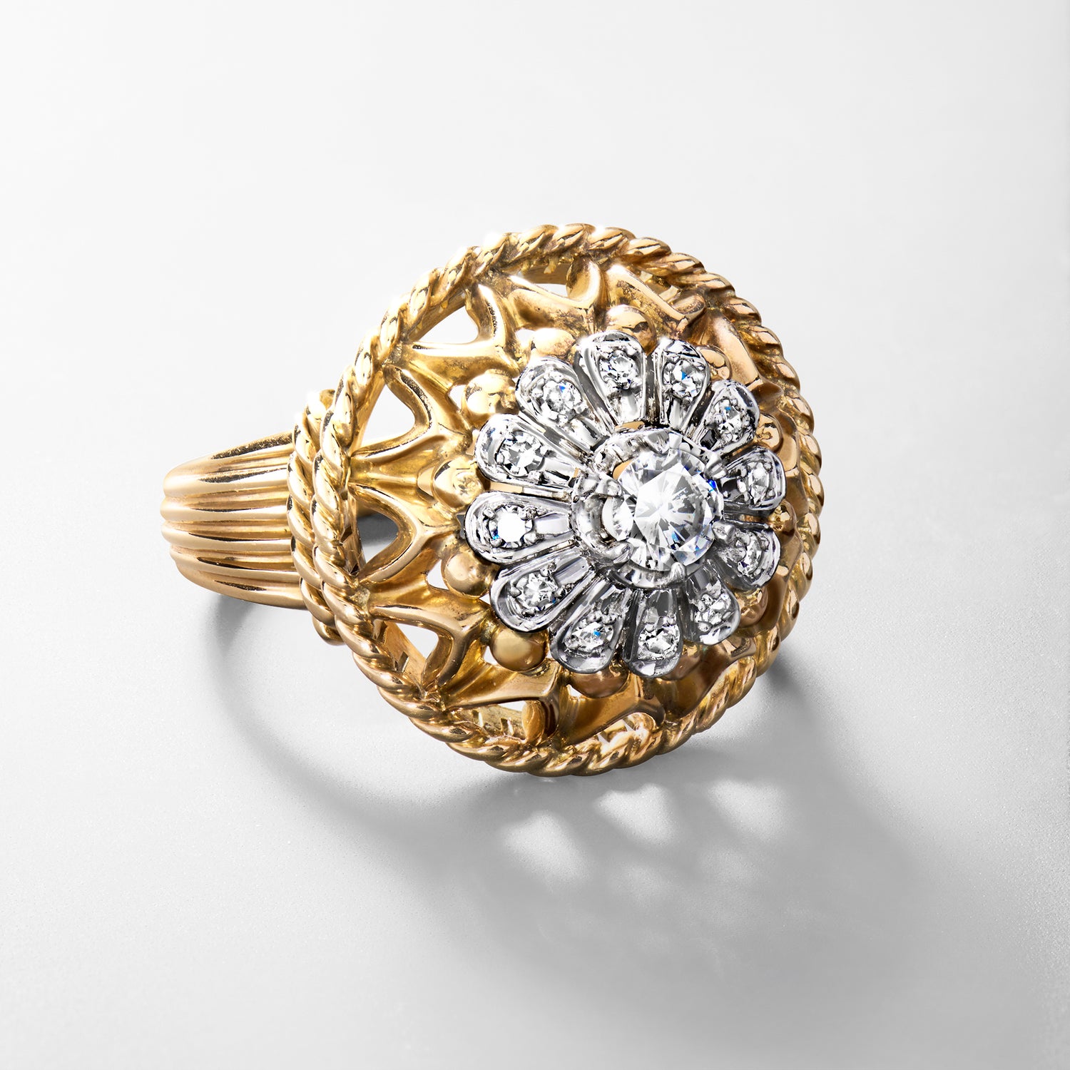 C. 1960 Vintage .50 ct. t.w. Diamond Ring in Platinum and 18kt Yellow Gold