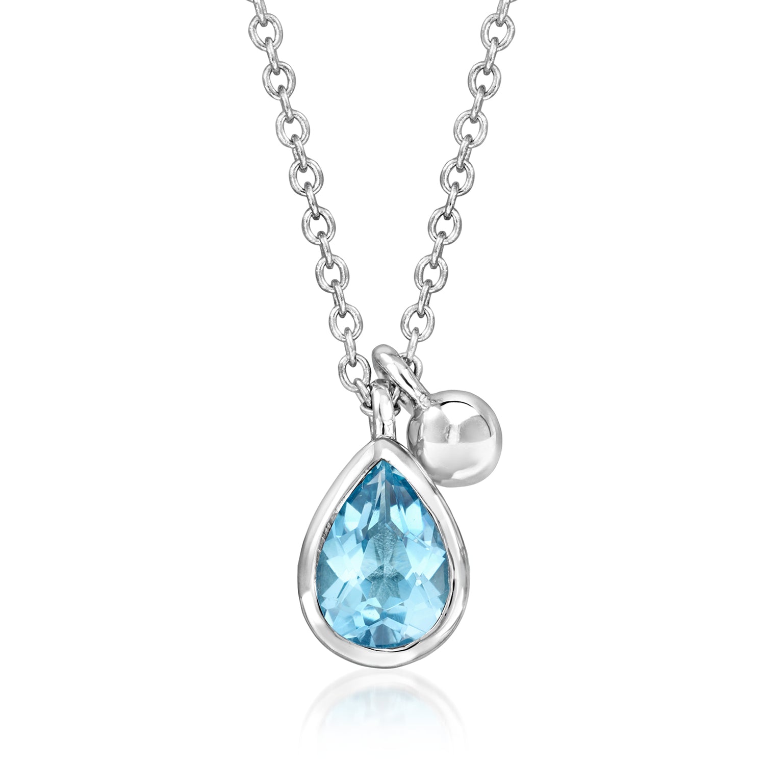 Gabriel & Co. .86 Carat Swiss Blue Topaz Necklace in Sterling Silver