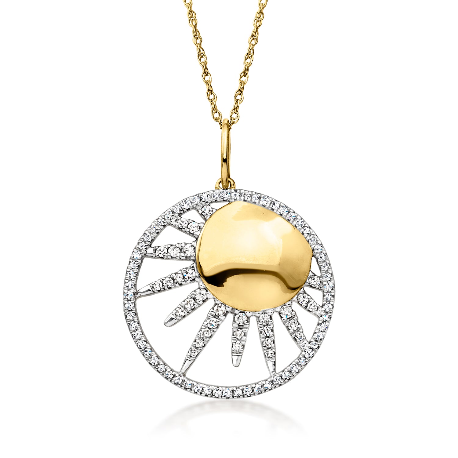 .33 ct. t.w. Diamond Sun Medallion Pendant Necklace in 18kt Gold Over Sterling