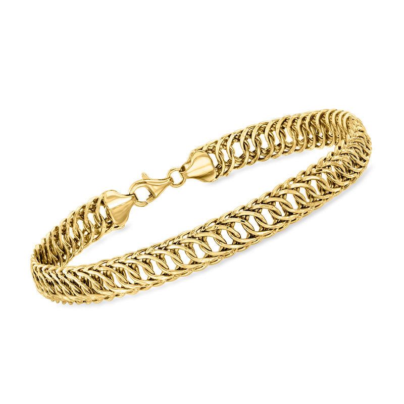 14kt yellow gold fancy-link chain bracelet with secure clasp