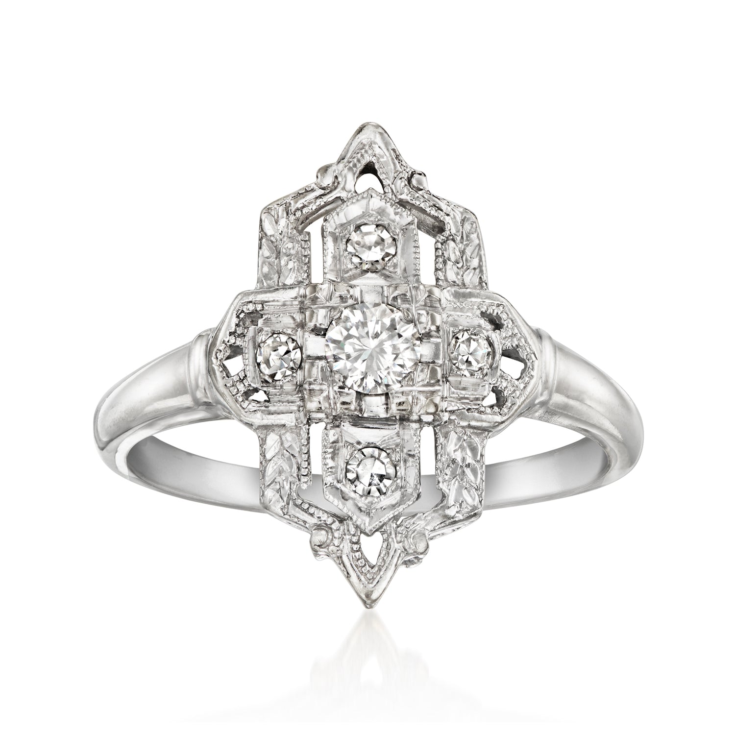 C. 1980 Vintage .22 ct. t.w. Diamond Ring in 14kt White Gold