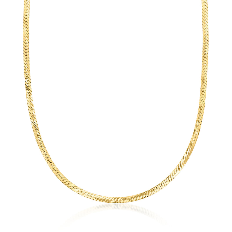 Vintage 14kt yellow gold herringbone necklace chain, polished gold links