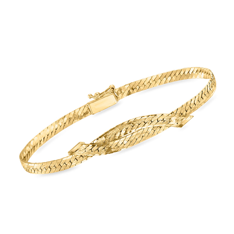 Vintage 14kt yellow gold herringbone bracelet with hinged clasp