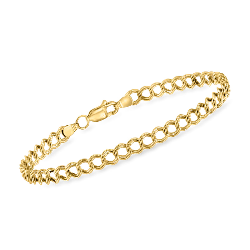 Vintage 14kt yellow gold cable-link bracelet with interlocking oval and round links