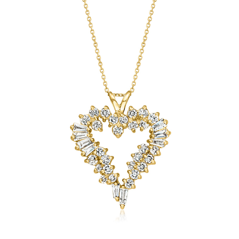 Diamond heart pendant necklace in 14kt yellow gold