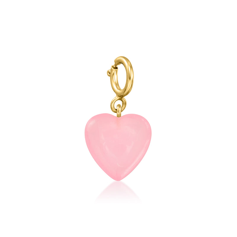 Gold charm with pink heart bead, loop top for necklace or bracelet