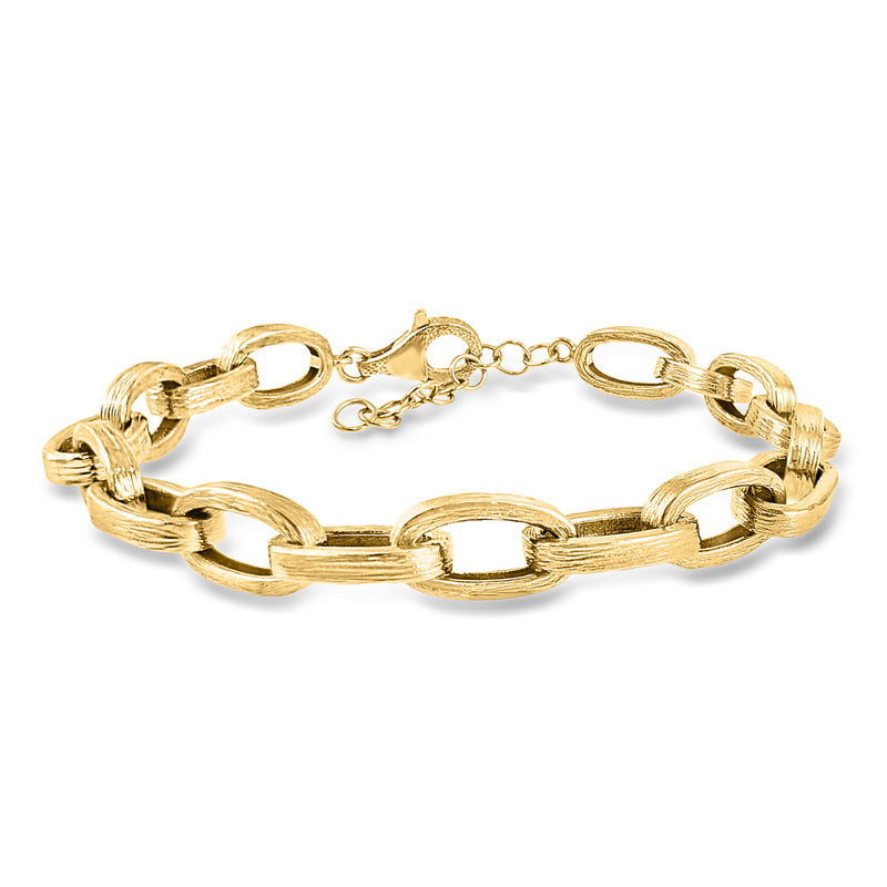 18kt Gold Over Sterling Oval-Link Bracelet. 7"