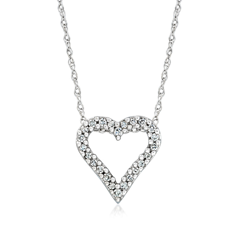 Diamond heart pendant necklace in 14kt white gold
