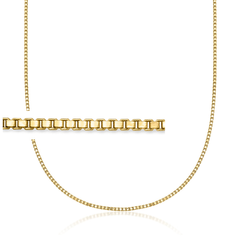 Vintage 14kt yellow gold box-chain necklace with rectangular link bar and clasp