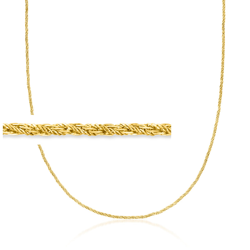 14kt yellow gold fancy chain necklace with braided link pattern
