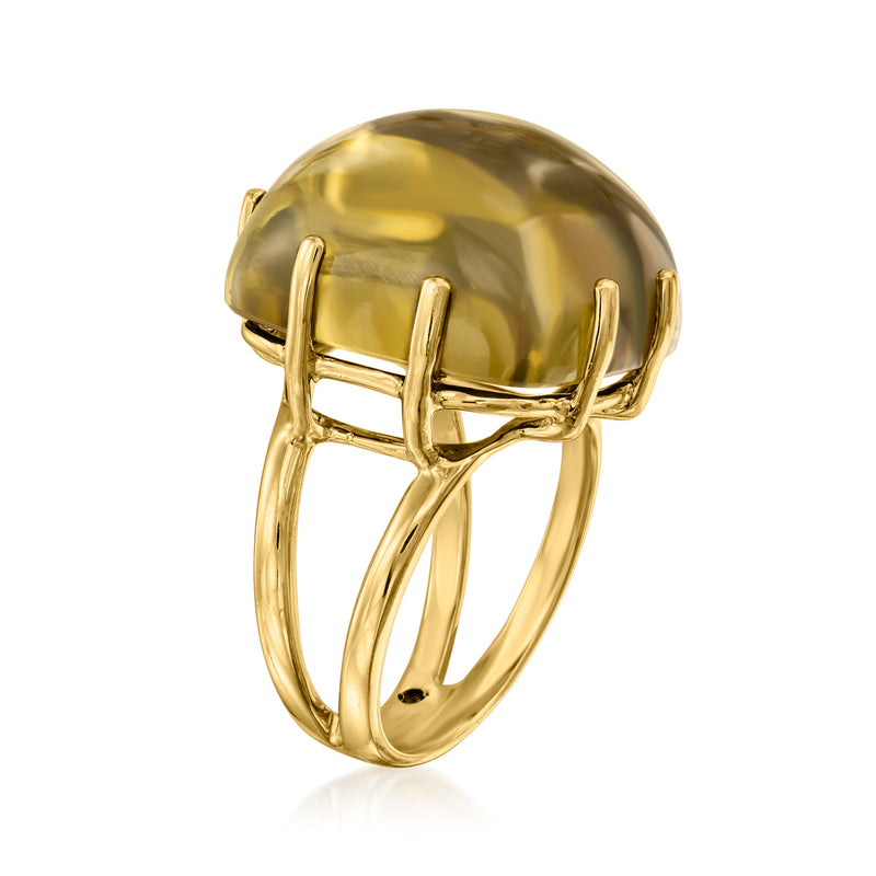 Yellow gemstone dome cocktail ring in 18kt yellow gold with bar-style prongs