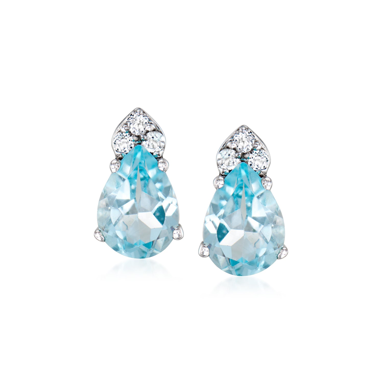 1.80 ct. t.w. Sky Blue and White Topaz Stud Earrings in Sterling Silver
