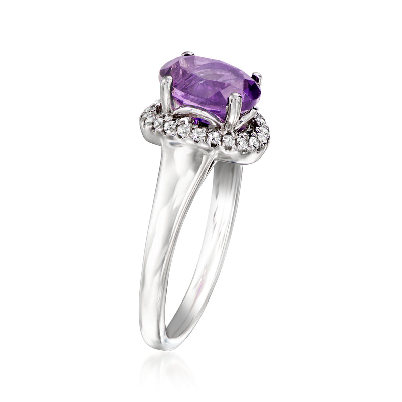 Sterling silver amethyst ring with white topaz accents