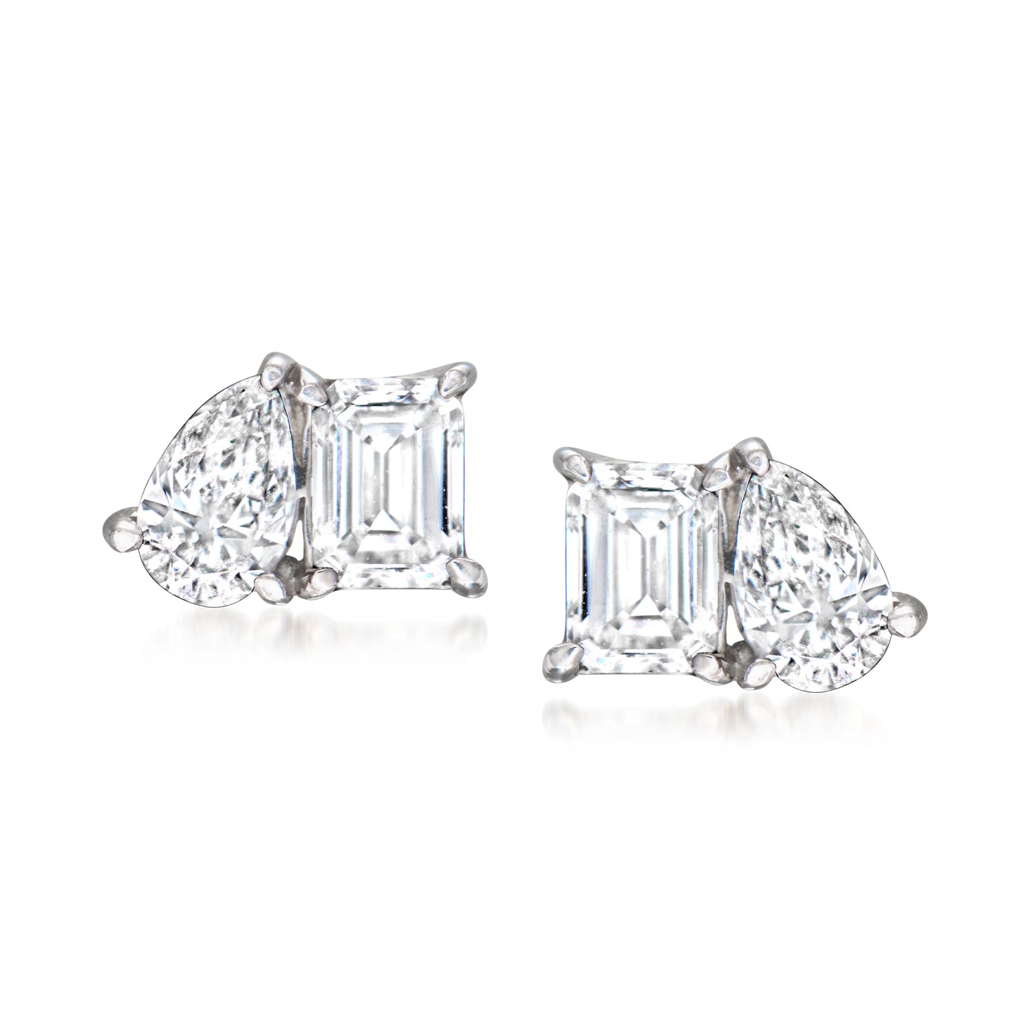 .50 ct. t.w. Lab Grown Diamond Toi et Moi Earrings in Sterling Silver