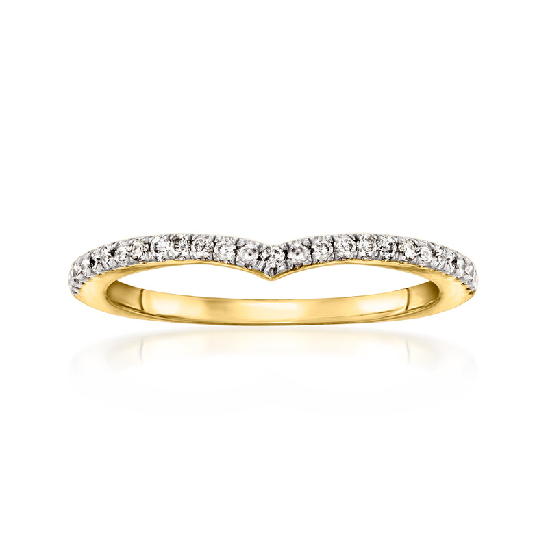 10kt yellow gold chevron ring with pavé diamonds