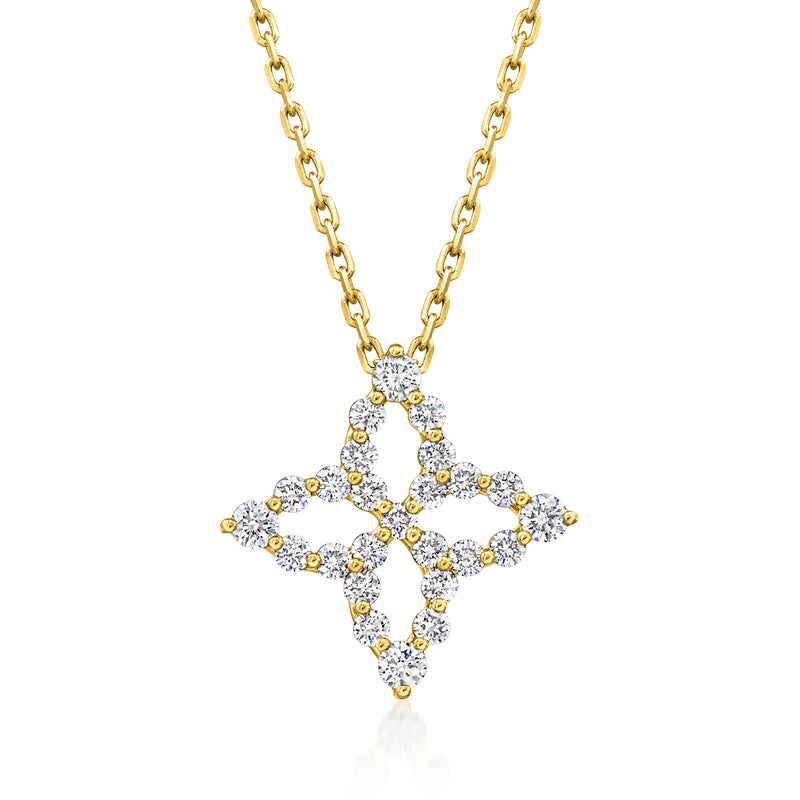 18kt yellow gold diamond flower necklace with ornate pendant cluster