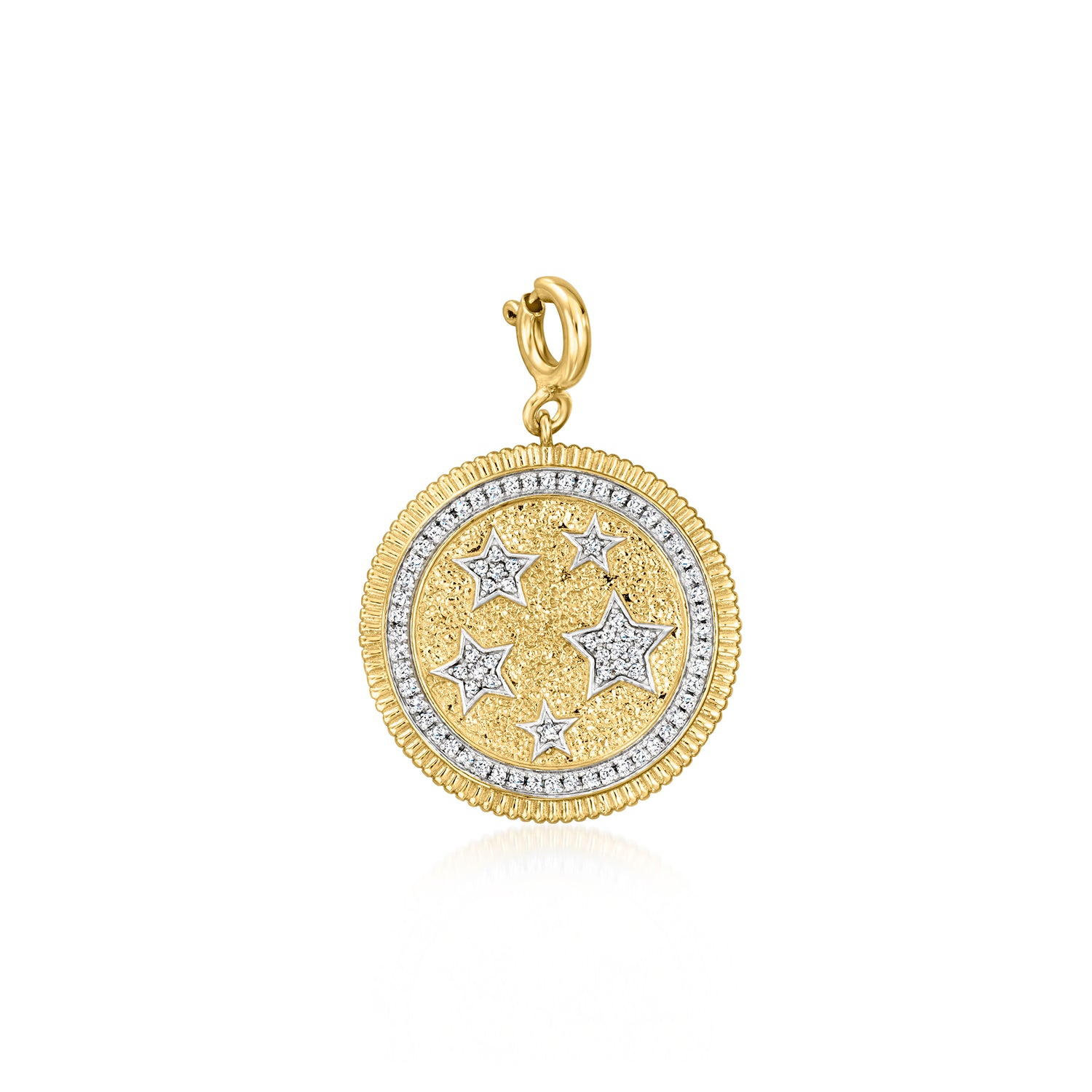 .20 ct. t.w. Diamond Stars Medallion Charm in 18kt Gold Over Sterling