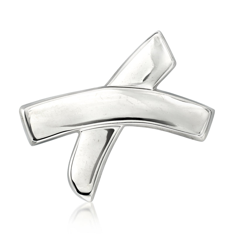 Sterling silver X pin with sculpted Paloma Piccaso style design, polished finish.