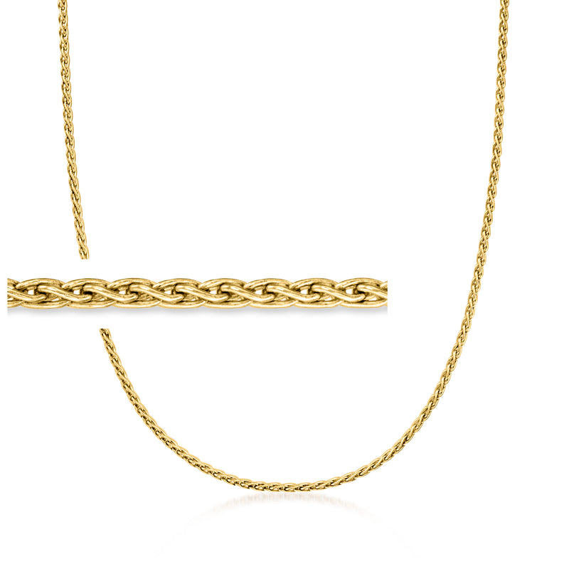 14kt yellow gold wheat-chain necklace with linked oval pattern