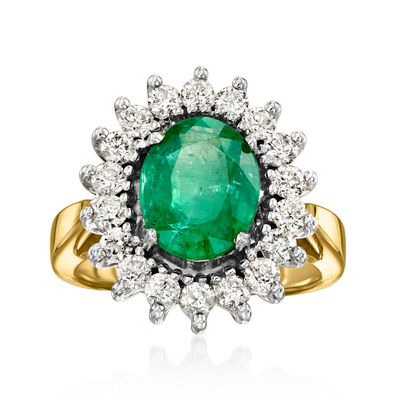 2.50 Carat Emerald Ring with .81 ct. t.w. Diamonds in 14kt Yellow Gold