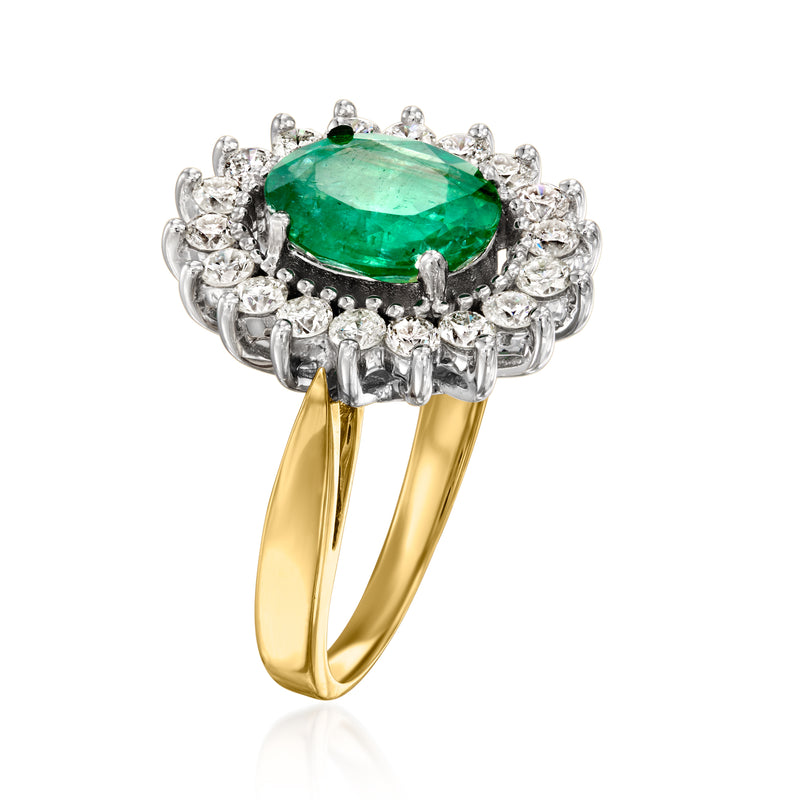 2.50 Carat Emerald Ring with .81 ct. t.w. Diamonds in 14kt Yellow Gold
