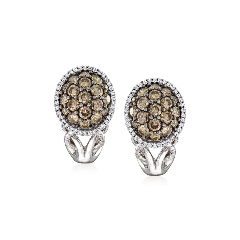 Le Vian diamond cluster earrings, oval halo with chocolate and vanilla stones