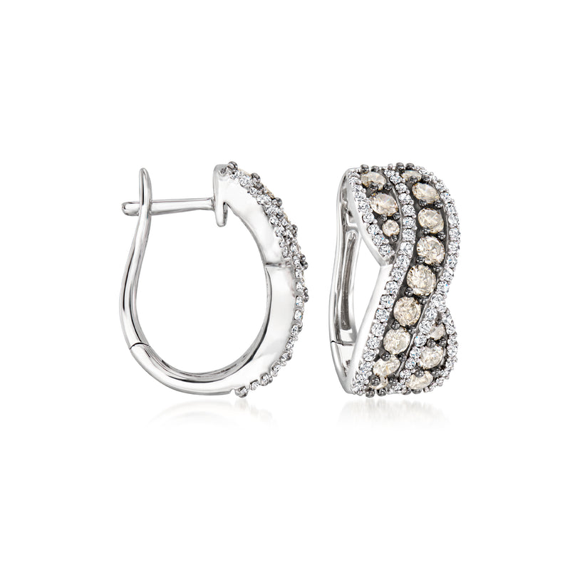 Le Vian twisted hoop earrings with pavé diamond accents