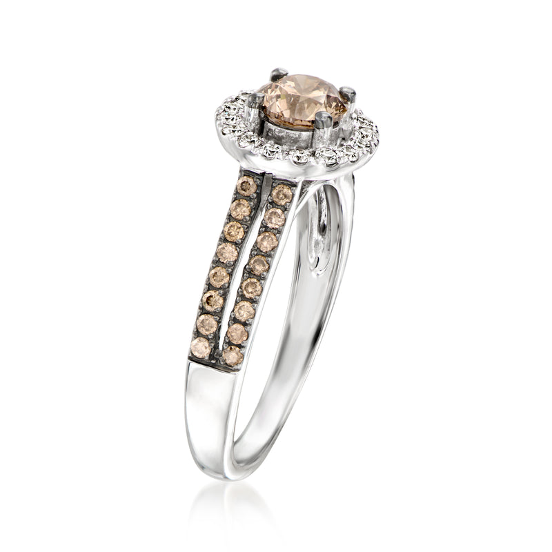 Le Vian chocolate diamond halo ring with diamond accents in vanilla gold