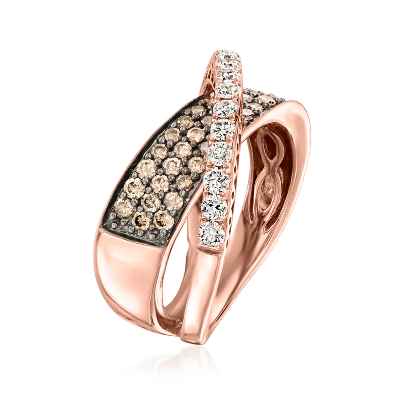 Rose gold oval-shaped diamond ring with black and white stone accents