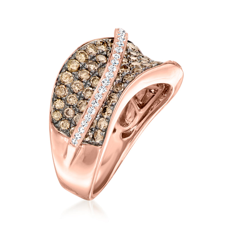 Le Vian Chocolatier wavy ring in strawberry gold with chocolate and white diamonds