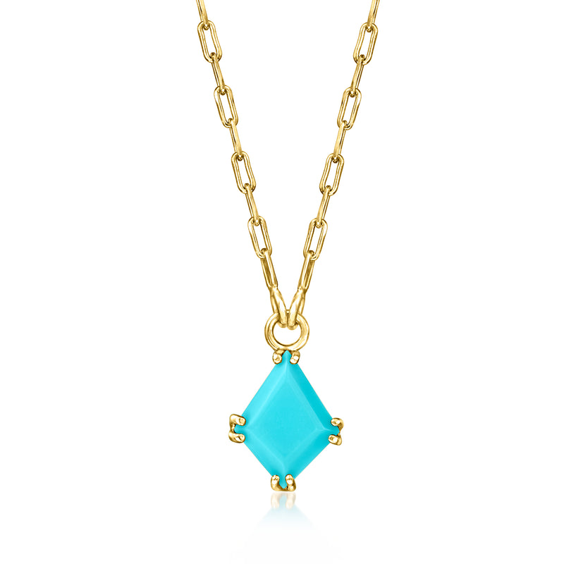 Gold link necklace with turquoise kite pendant
