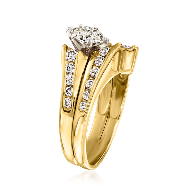 Vintage diamond ring in 14kt yellow gold with split shank